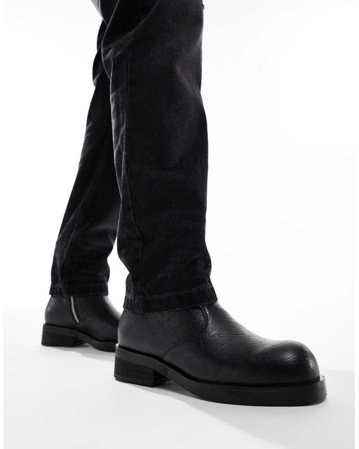Koi Footwear Black Koi Fateless Stacked Biker Boots for men