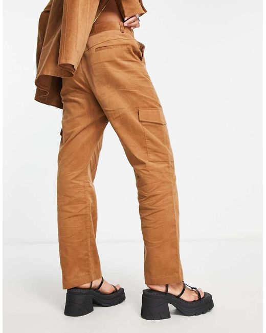 Reclaimed Vintage Brown Unisex Straight Leg Cord Cargo Trouser