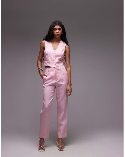 Mango Pink Linen Waistcoat Co-ord