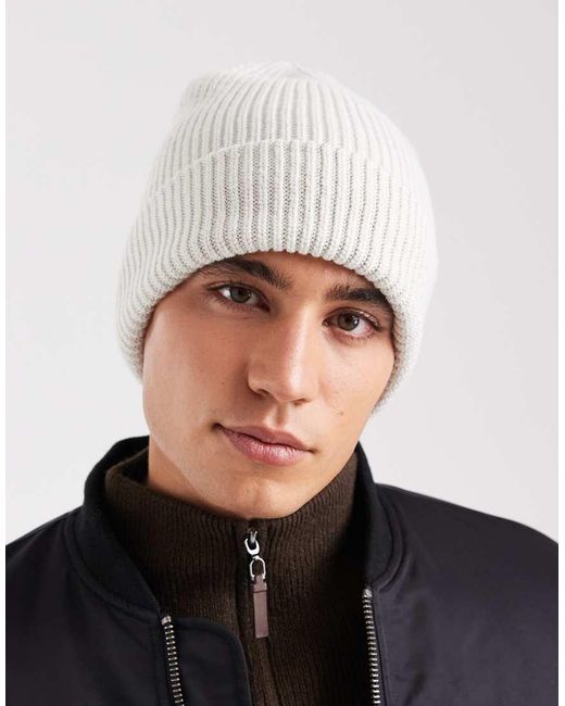 Hollister White Classic Beanie for men