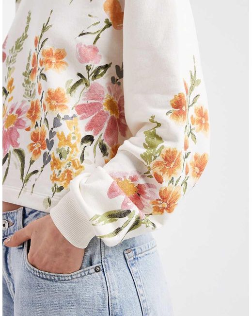 Miss Selfridge Blue Sweatshirt With Flower Print