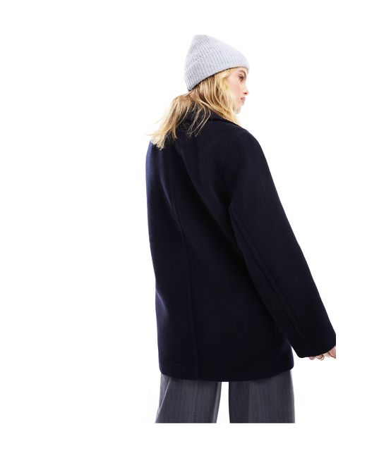 & Other Stories Blue Wool Blend Relaxed Short Coat