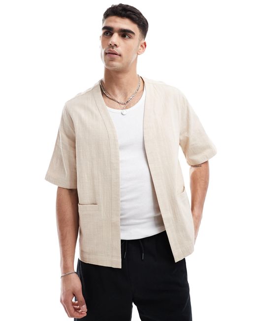 ASOS – strukturiertes kimono-hemd in White für Herren