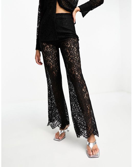 & Other Stories Black Co-ord Sheer Lace Flared Trousers