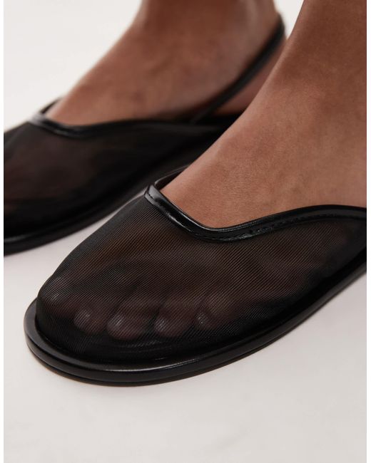 TOPSHOP Brown Bailey Mesh Slingback Ballet Flats