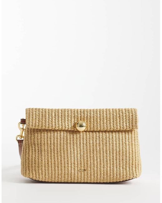 Mango Natural Raffia Look Slouchy Clutch Bag