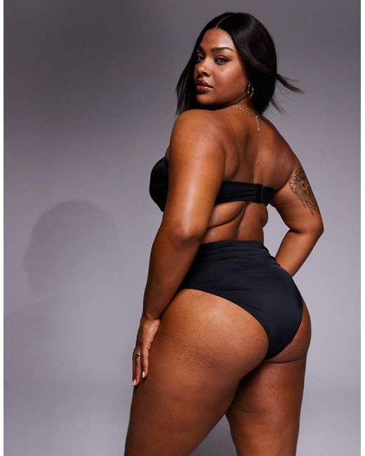 ASOS Black Asos Design Curve Maya St Lucia Hidden Underwire Bandeau Bikini Top