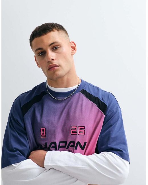 ASOS Blue Oversized Tee With Fifa World Cup Japan Print for men