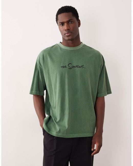 ASOS Green Unisex Oversized T-shirt With Simpsons Print for men