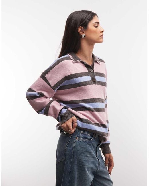 Daisy Street Multicolor Knit Polo Sweater