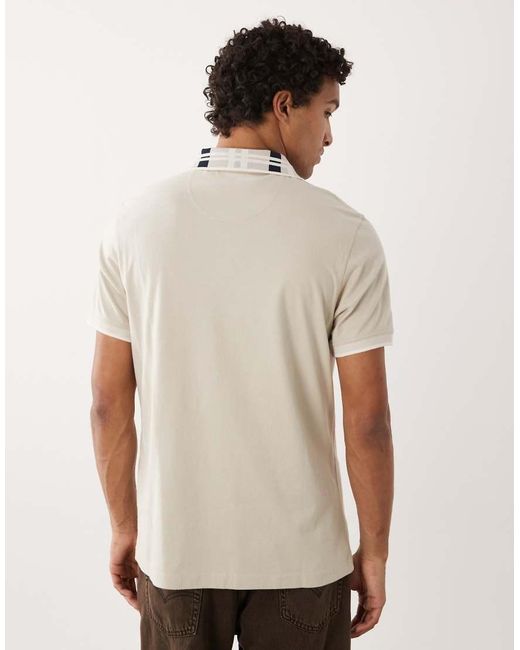 Barbour White Callington Short Sleeve Tailored Fit Polo Shirt With Tartan Collar for men