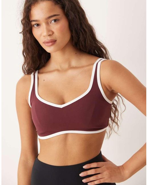 Abercrombie & Fitch Red Ypb Sweetheart Contrast Trim Sports Bra