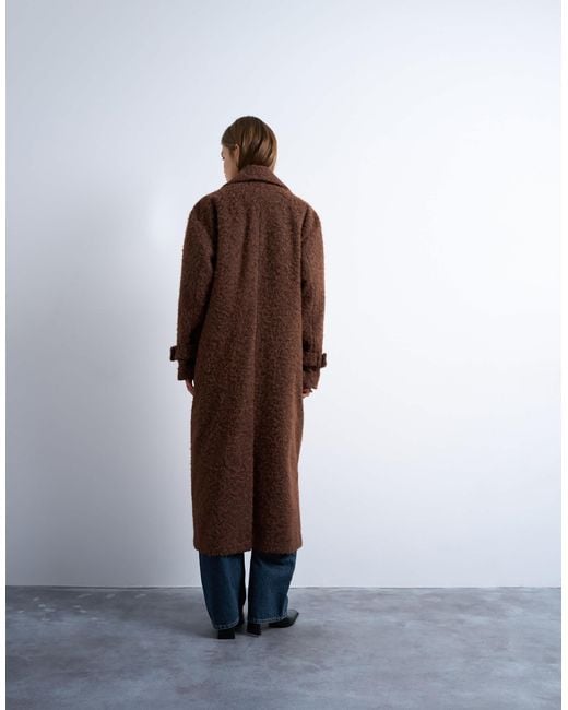 TOPSHOP Brown Unlined Soft Brushed Chuck On Longline Coat