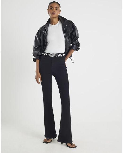 River Island Blue High Rise Sculpt Flare Jeans