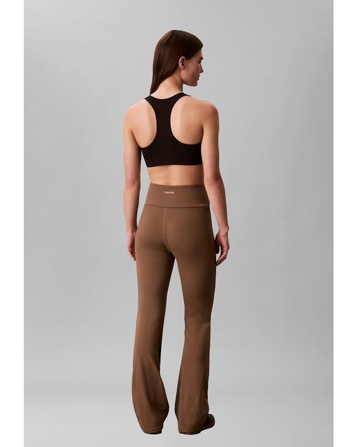 Calvin Klein Brown Quick-Dry High-Rise Flared Gym Leggings