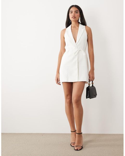 Kaiia Gray Exclusive Tailored Sleeveless Tie Waist Detail Mini Dress
