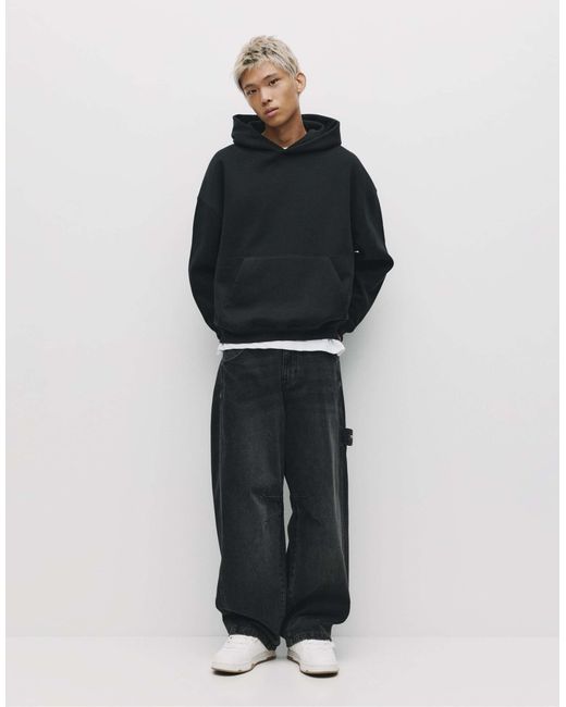 Sweat à capuche coupe carrée Pull&Bear pour homme en coloris Bleu - Main Image