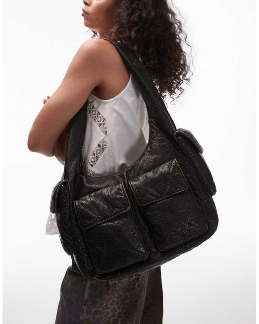 TOPSHOP Black Sammy 90s Shoulder Bag With Pockets