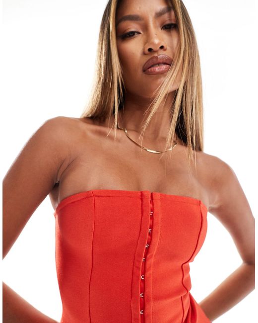 ASOS Red Bandage Corset Top With Hook And Eye Fastening