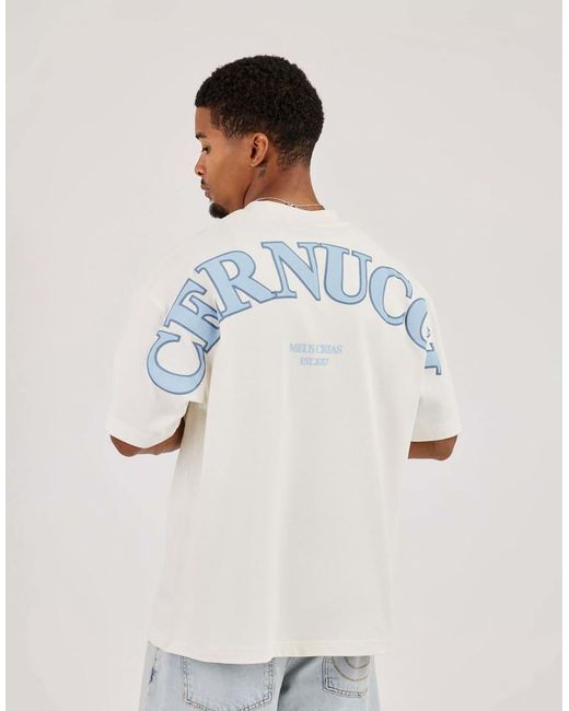 CERNUCCI White Oversized Back Logo Printed T-Shirt for men