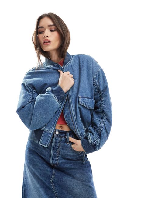 Bomber en jean - moyen délavé Levi's en coloris Blue