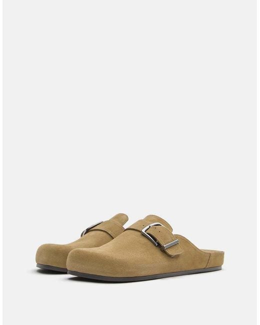 Pull&Bear Multicolor Leather Buckle Clogs
