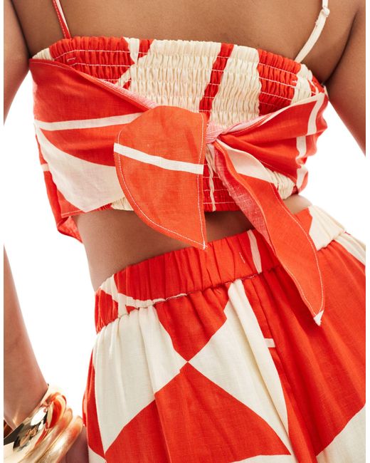 Forever New Red Bandeau Scarf Top Co-ord