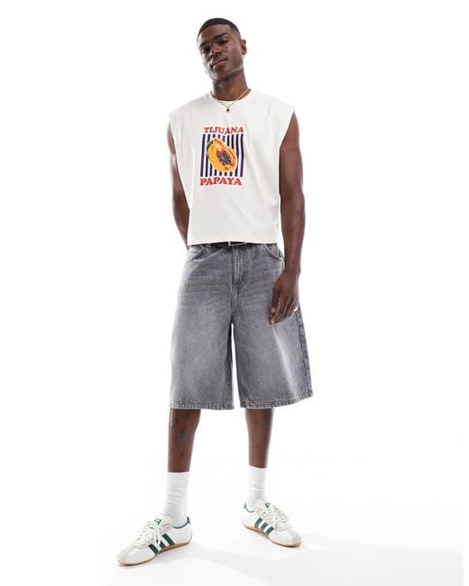 ASOS White Boxy Oversized Tank With Fruit Graphic for men