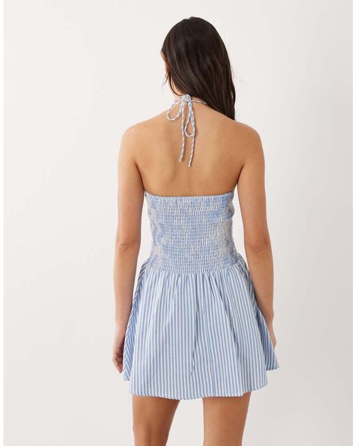 esmé studios Blue Esmee Halter Mini Beach Dress
