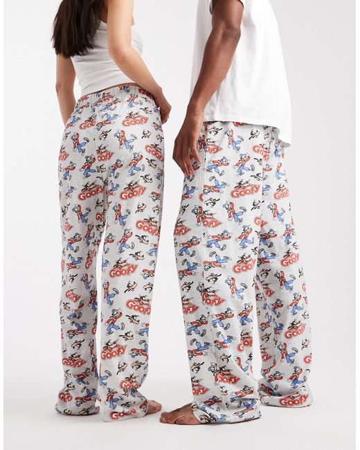 ASOS White Lounge Bottoms With Disney's Goofy Graphic