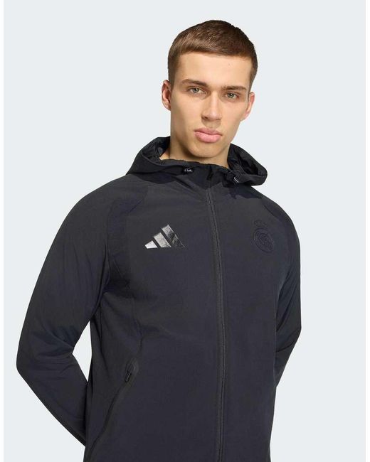 Adidas Originals Blue Real Madrid Travel Full Zip Windbreaker for men