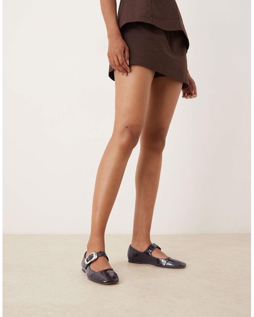 ASOS Natural Linton Square Toe Mary Jane Ballets