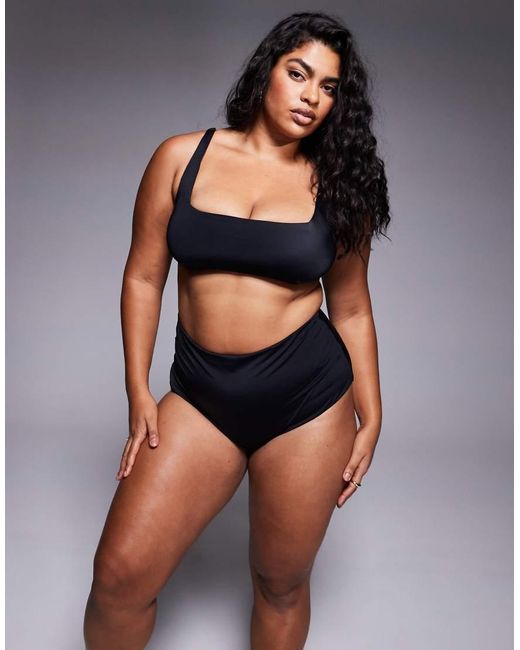 ASOS Black Asos Design Curve Maya Mix And Match Square Neck Crop Bikini Top