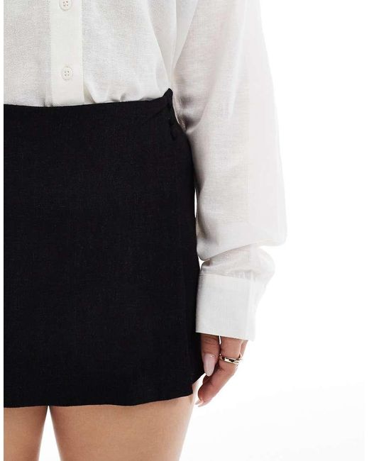 ASOS White Linen Look Wrap Skort