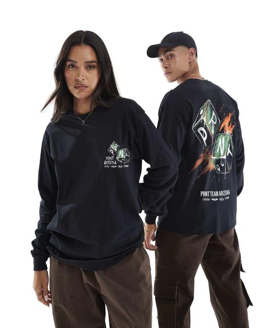 PRNT Blue Arizona Dice Front And Back Print Long Sleeve T-Shirt