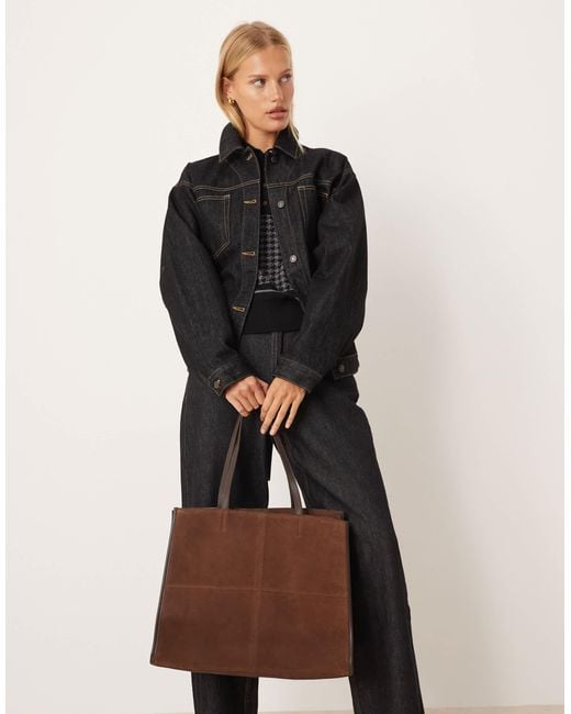 Mango Brown – strukturierte tragetasche aus wildleder