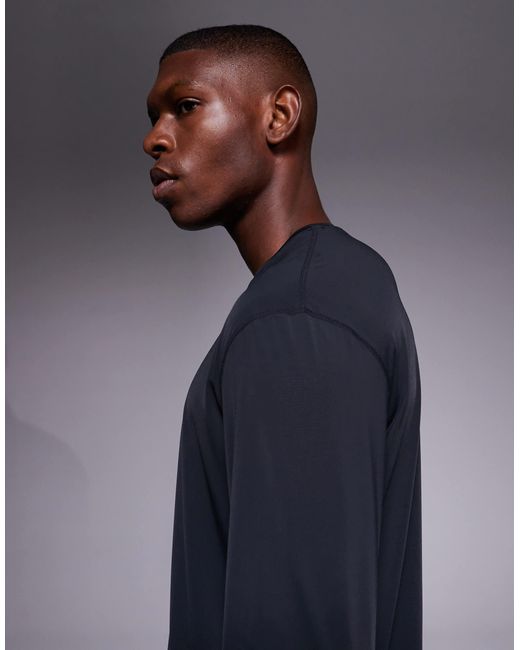 4505 Blue Quick Dry Nylon Performance Mesh Oversized Running Long Sleeve for men