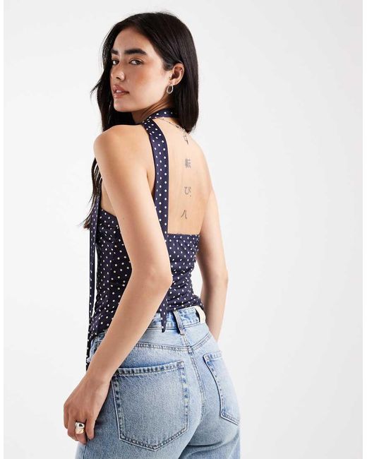 Top A Fascia A Pois Con Sciarpa di Miss Selfridge in Blue