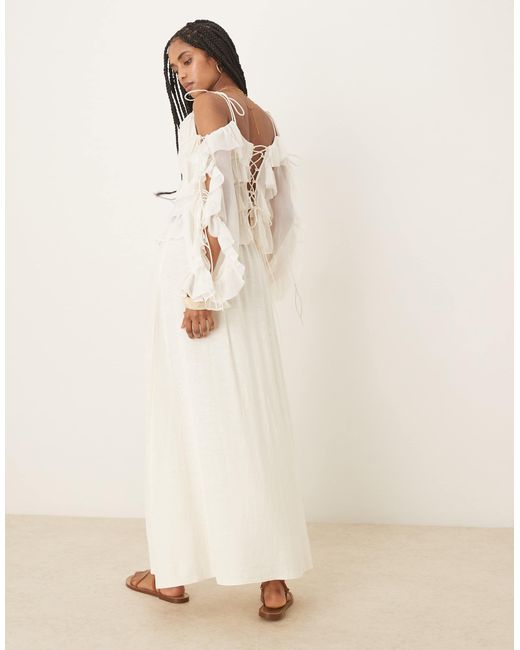 ASOS Natural Linen Blend A-line Maxi Skirt