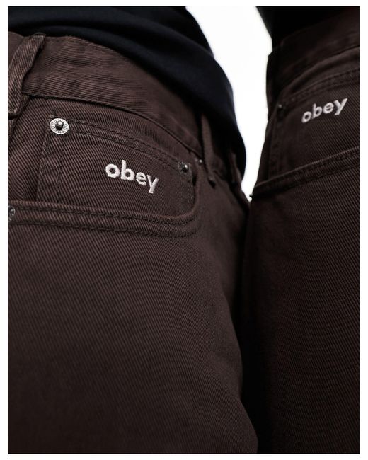 Bigwig - jeans unisex ampi stile skater marroni di Obey in Black