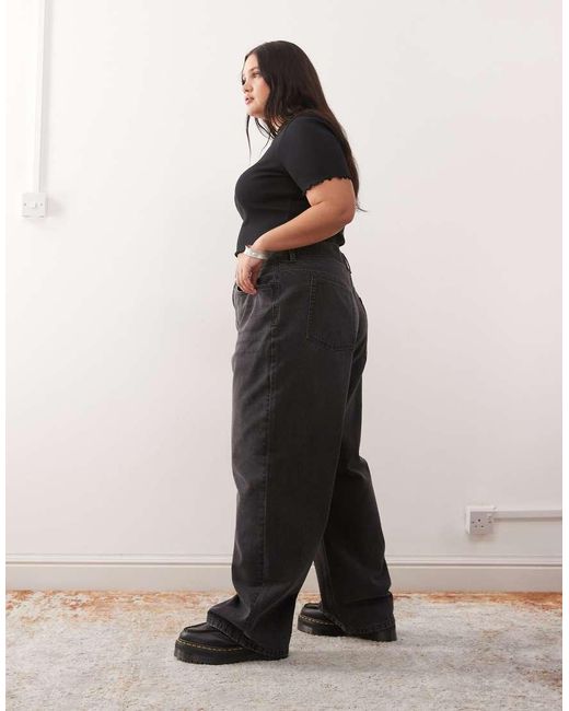 Collusion Black Plus X001 Antifit Mid Rise Jeans
