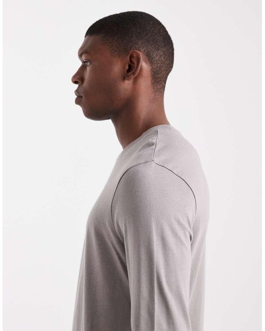 ASOS Gray Essentials Regular Fit Long Sleeve T-Shirt for men