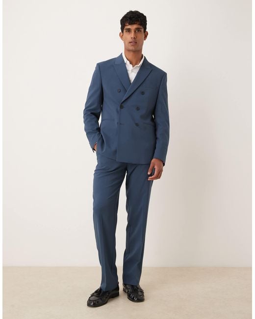 ASOS Blue Double Breasted Regular Suit Jacket for men
