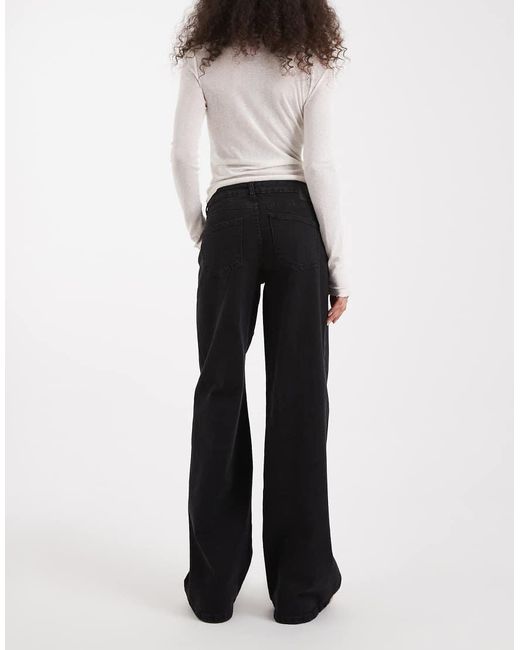 Pieces Blue Selma Wide Leg Mid Rise Jean