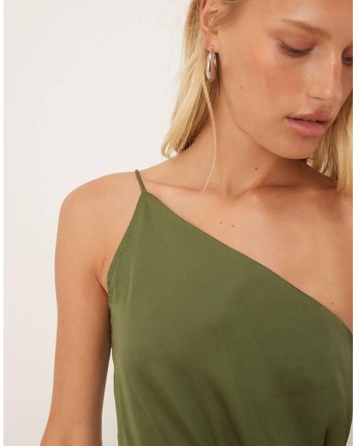 ASOS Green One Shoulder Satin Cami Top