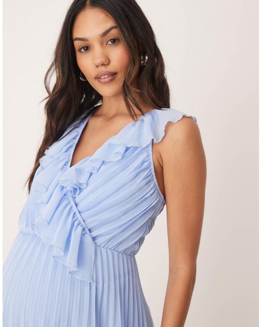 blue pleated dress asos ASOS Blue Pleated Dress – OWNI
