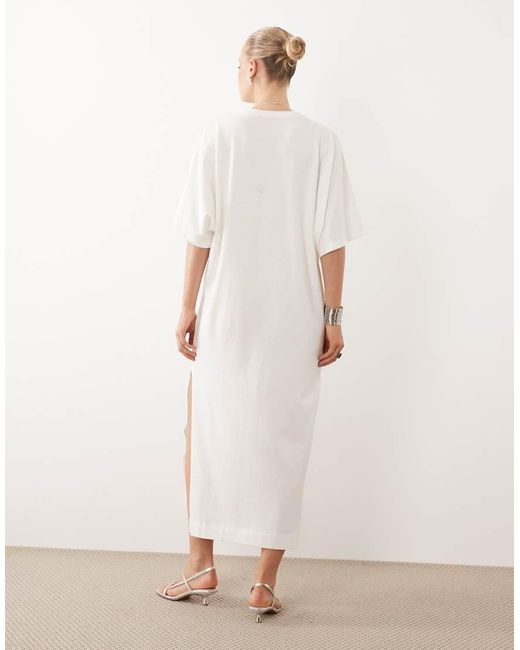 ASOS White Batwing T-shirt Midi Dress