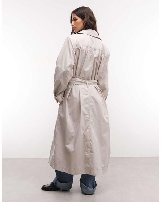Monki Natural Longline Trench Coat
