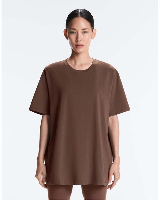 Oysho Brown Oversize Cotton-blend Short-sleeved T-shirt