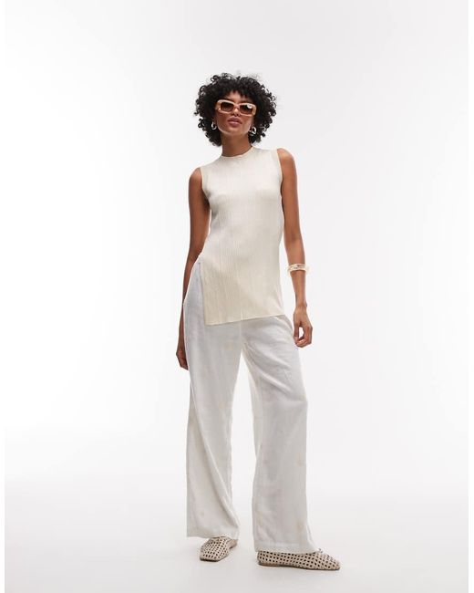 Mango Brown Split Side Longline Knitted Sleeveless Top